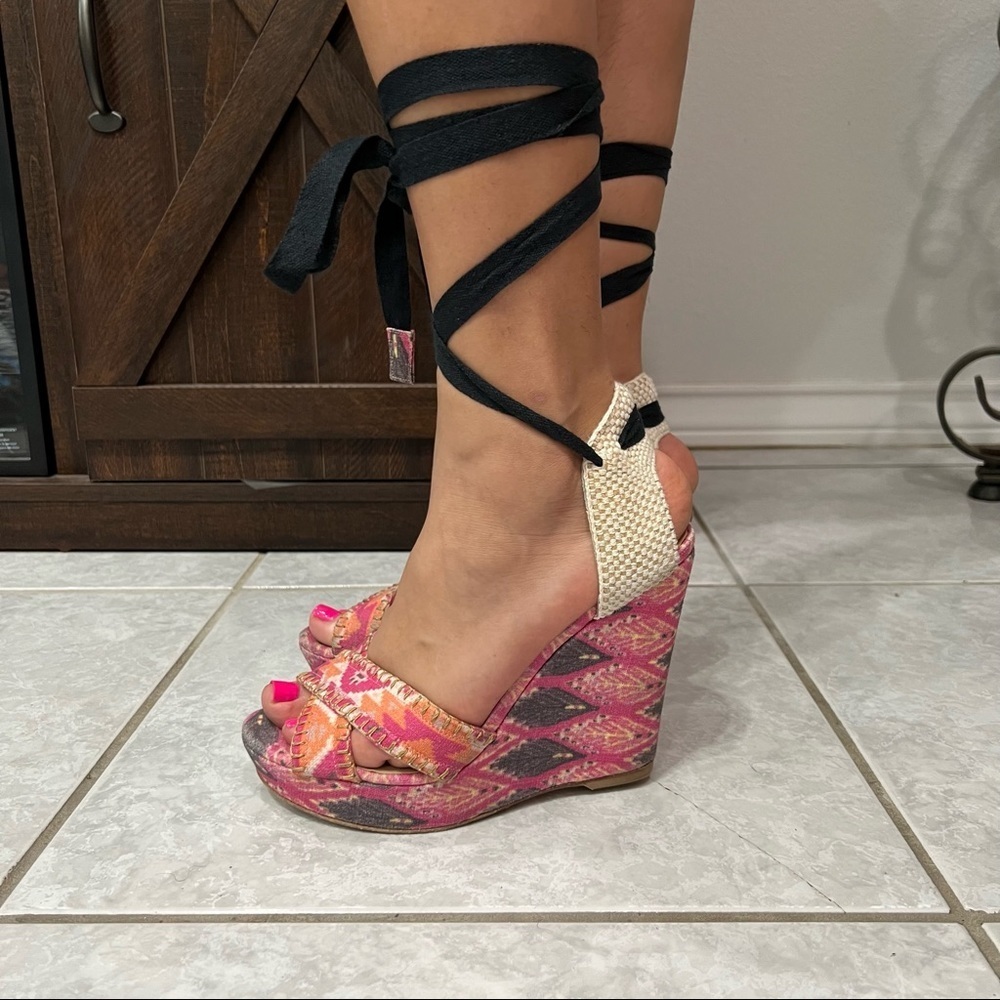 Stuart Weitzman Gladiator Strap Wedge Sandals - image 1